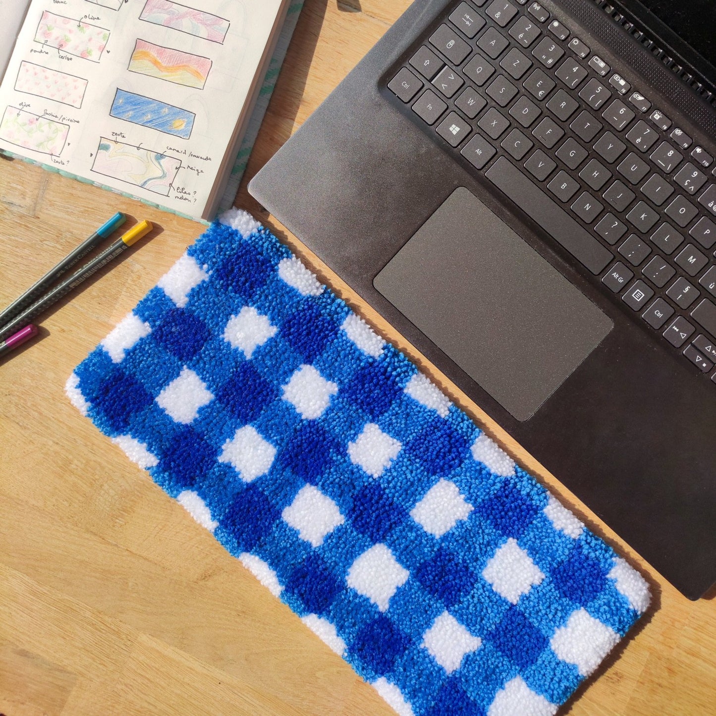Tapis décoratif vichy (clavier, vide poche, ...) 30x15cm